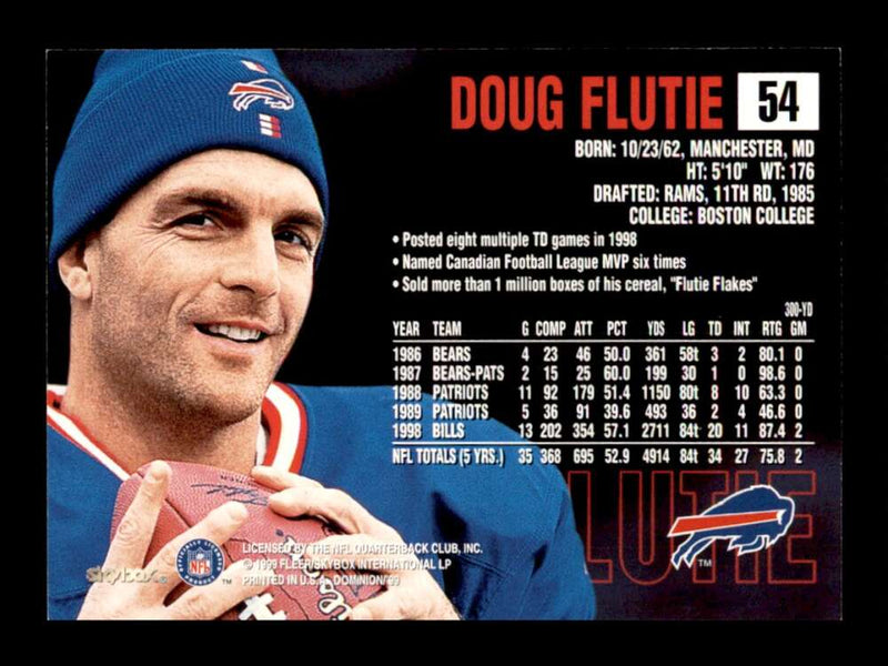 Load image into Gallery viewer, 1999 SkyBox Dominion Doug Flutie #54 Buffalo Bills Image 2
