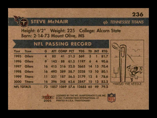 2001 Fleer Tradition Steve McNair 