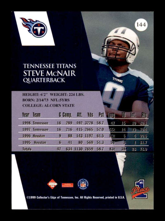 1999 Collector's Edge Steve McNair 