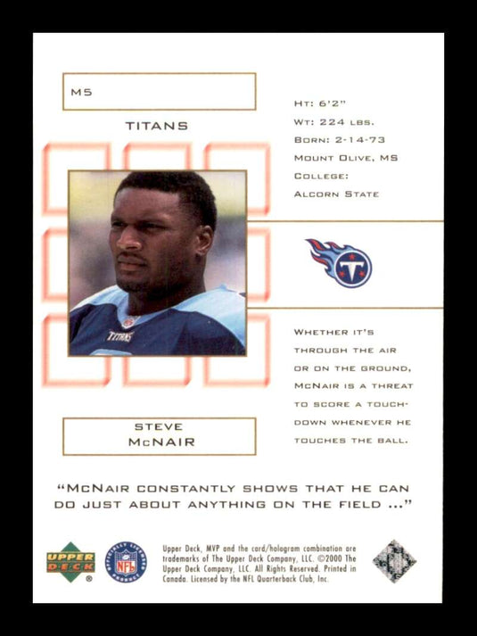 2000 Upper Deck MVP Theatre Steve McNair