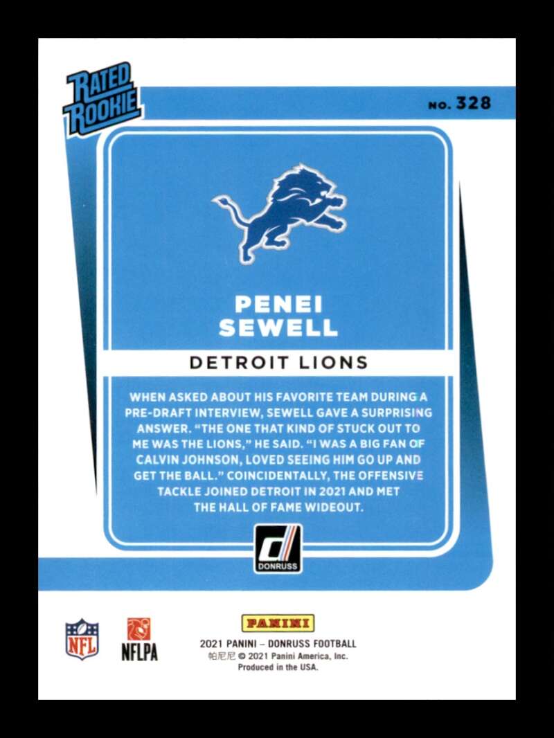 Load image into Gallery viewer, 2021 Donruss Penei Sewell #328 Rookie RC Detroit Lions Image 2
