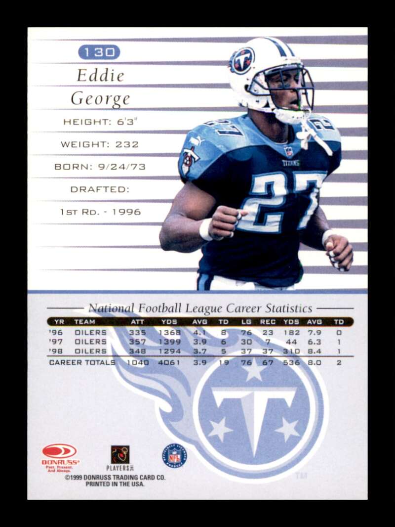 Load image into Gallery viewer, 1999 Donruss Eddie George #130 Tennessee Titans Image 2
