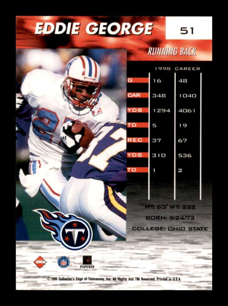 Load image into Gallery viewer, 1999 Collector&#39;s Edge Fury Eddie George #51 Tennessee Titans Image 2
