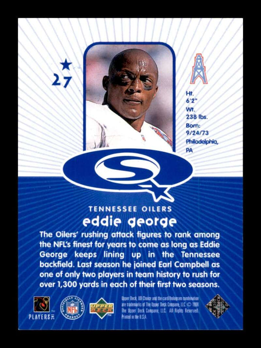 1998 Upper Deck UD Choice StarQuest Blue Eddie George 