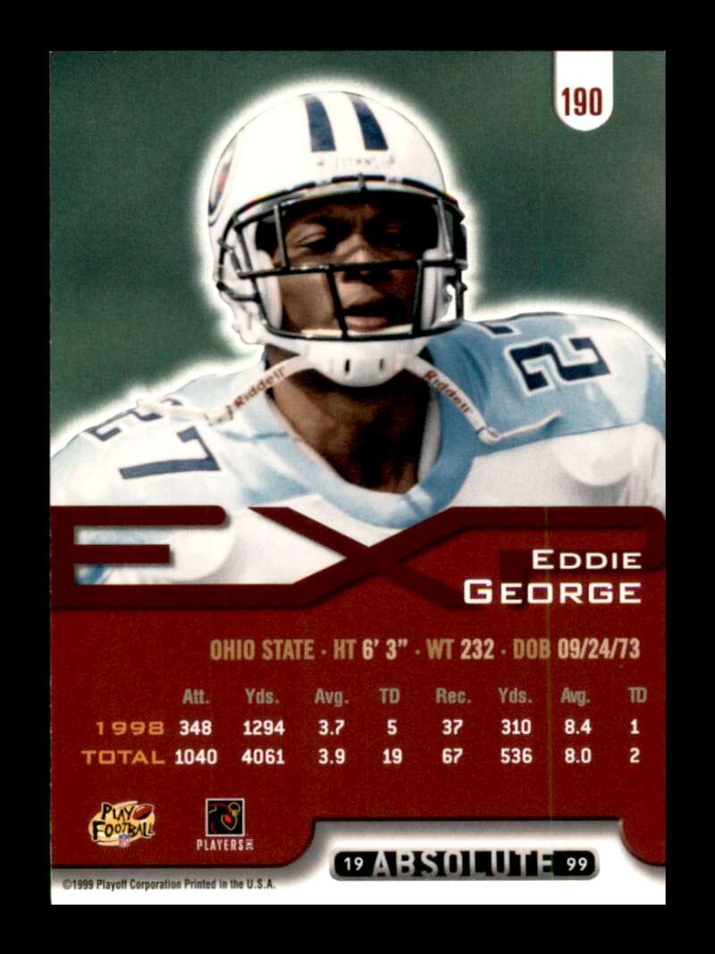 Load image into Gallery viewer, 1999 Playoff Absolute EXP Eddie George #190 Tennessee Titans Image 2
