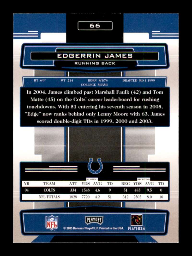 Load image into Gallery viewer, 2005 Absolute Memorabilia Edgerrin James #66 Indianapolis Colts Image 2
