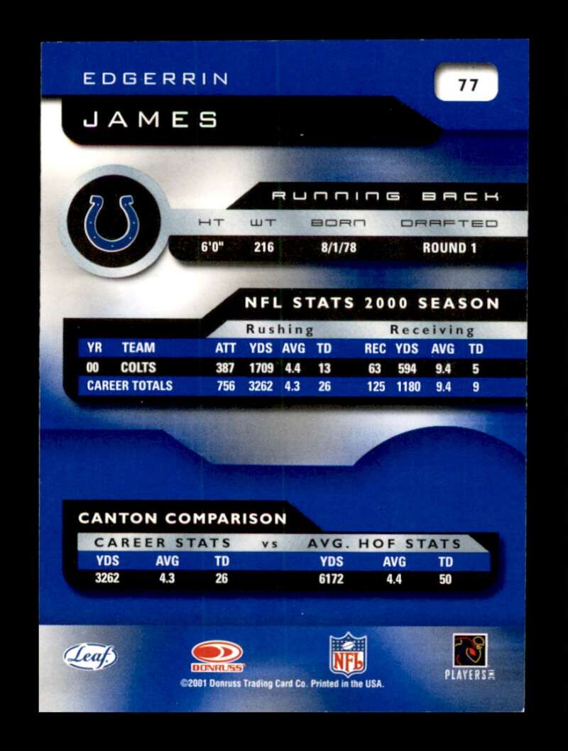 Load image into Gallery viewer, 2001 Quantum Leaf Edgerrin James #77 Indianapolis Colts Image 2
