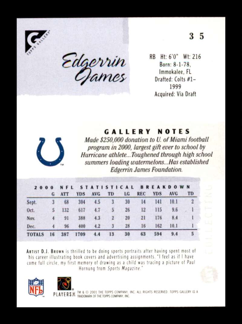 Load image into Gallery viewer, 2001 Topps Gallery Edgerrin James #35 Indianapolis Colts Image 2
