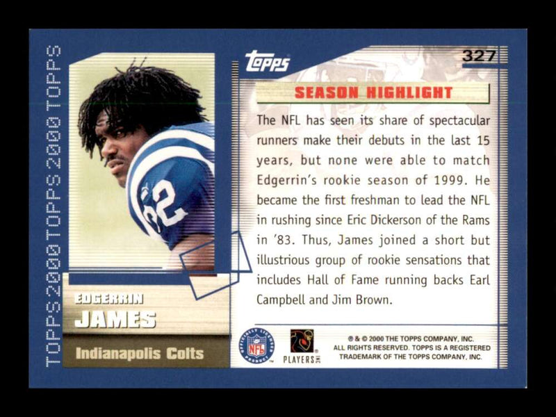 Load image into Gallery viewer, 2000 Topps Edgerrin James #327 Indianapolis Colts Image 2
