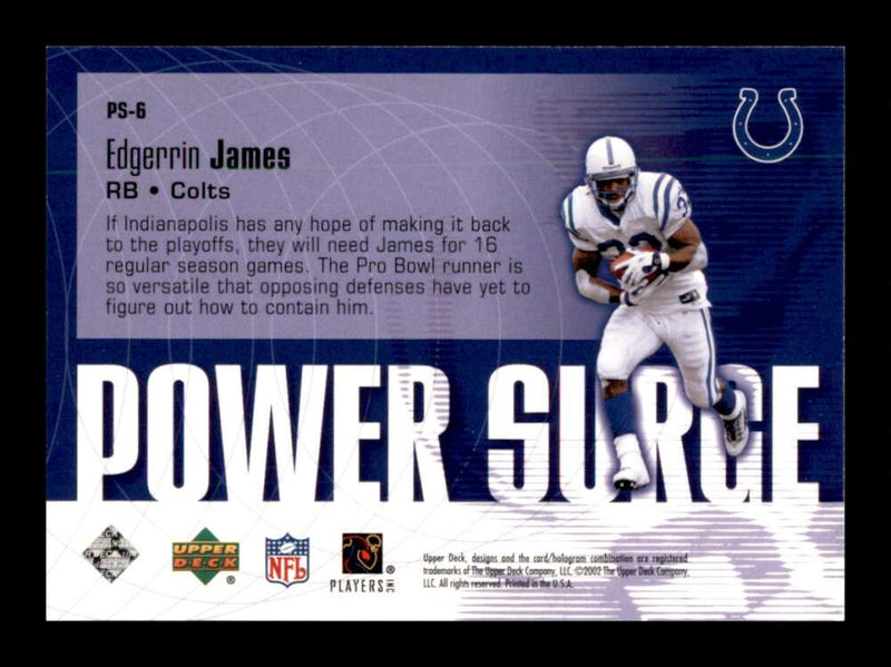 Load image into Gallery viewer, 2002 Upper Deck Power Surge Edgerrin James #PS-6 Indianapolis Colts Image 2
