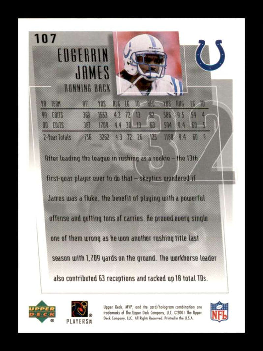 2001 Upper Deck MVP Edgerrin James 