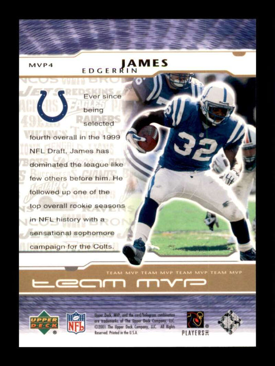 2001 Upper Deck MVP Team MVP Edgerrin James