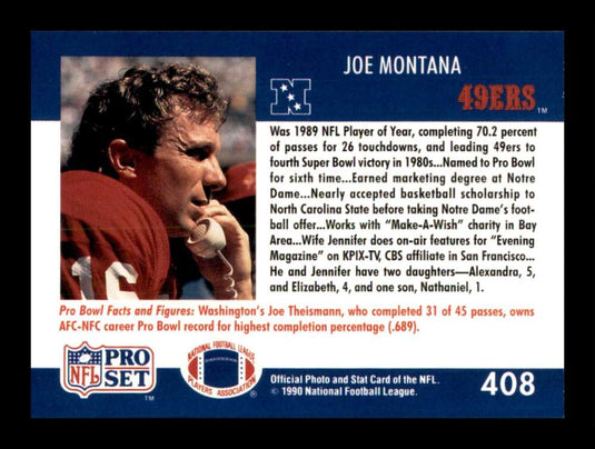 1990 Pro Set Joe Montana 