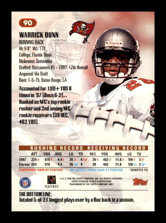 1998 Topps Stadium Club Warrick Dunn 