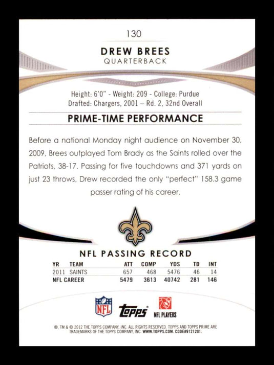 2012 Topps Prime Drew Brees 