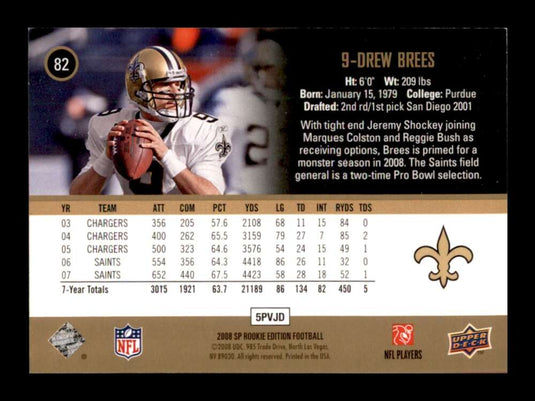 2008 Upper Deck SP Rookie Edition Drew Brees 