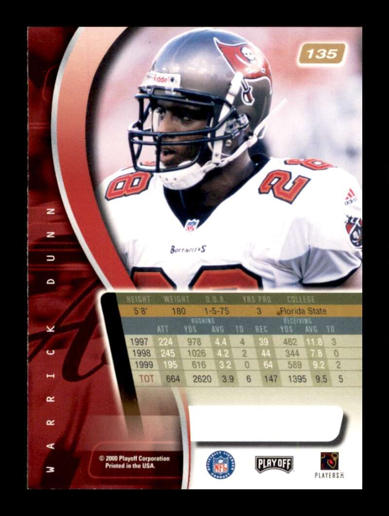 Load image into Gallery viewer, 2000 Playoff Absolute Warrick Dunn #135 Tampa Bay Buccaneers Image 2
