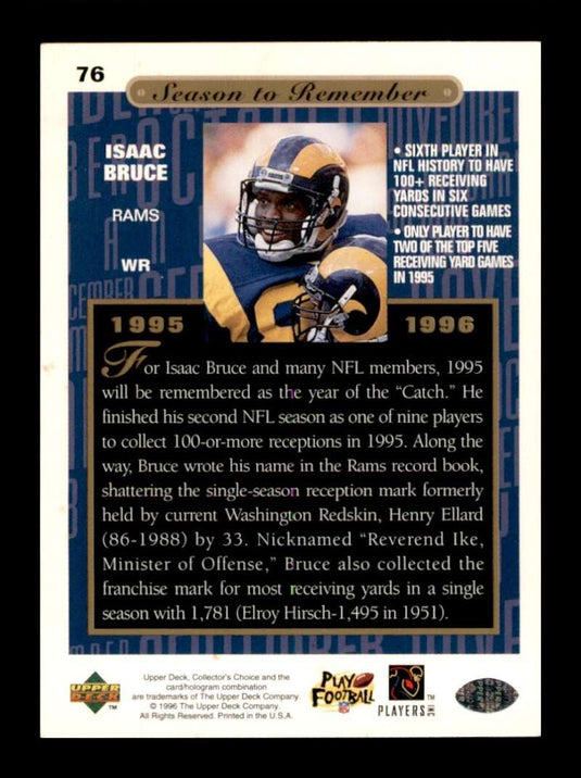 1996 Upper Deck Collector's Choice Isaac Bruce 