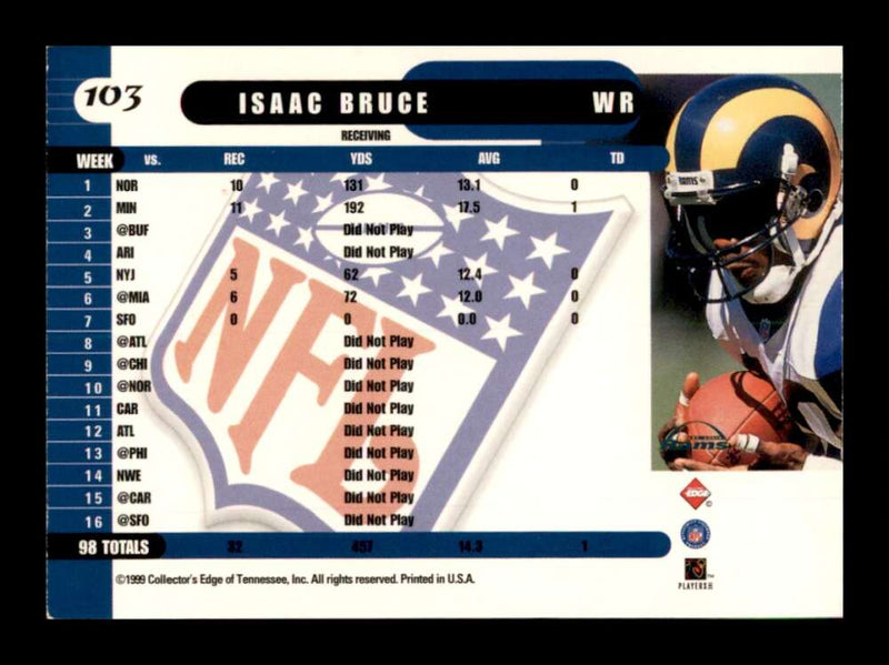 Load image into Gallery viewer, 1999 Collector&#39;s Edge Supreme Isaac Bruce #103 St. Louis Rams Image 2
