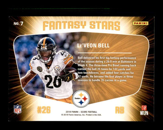 2018 Score Fantasy Stars Le'Veon Bell 