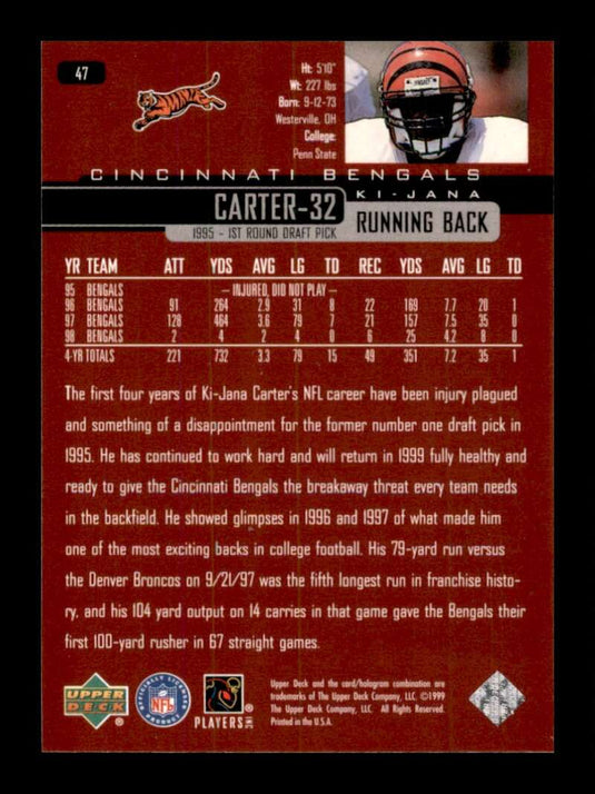 1999 Upper Deck Ki-Jana Carter 