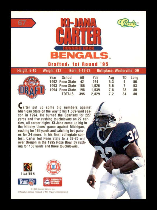 1995 Classic NFL Rookies Ki-Jana Carter 