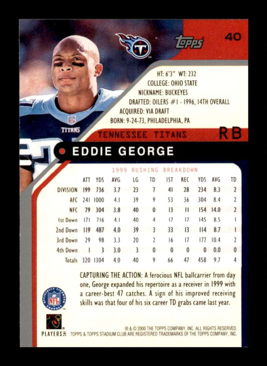 2000 Topps Stadium Club Eddie George 