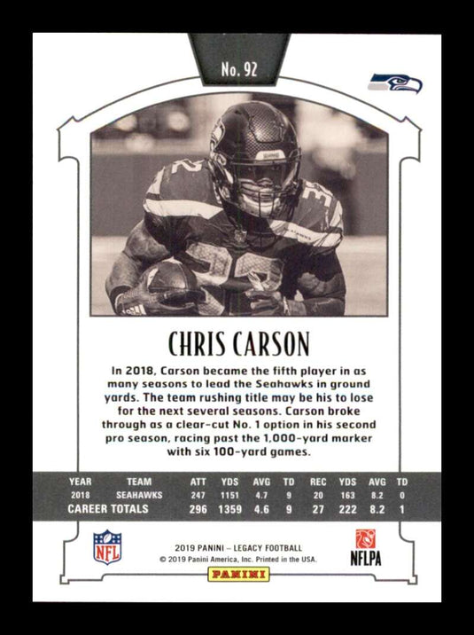 2019 Panini Legacy Orange Chris Carson