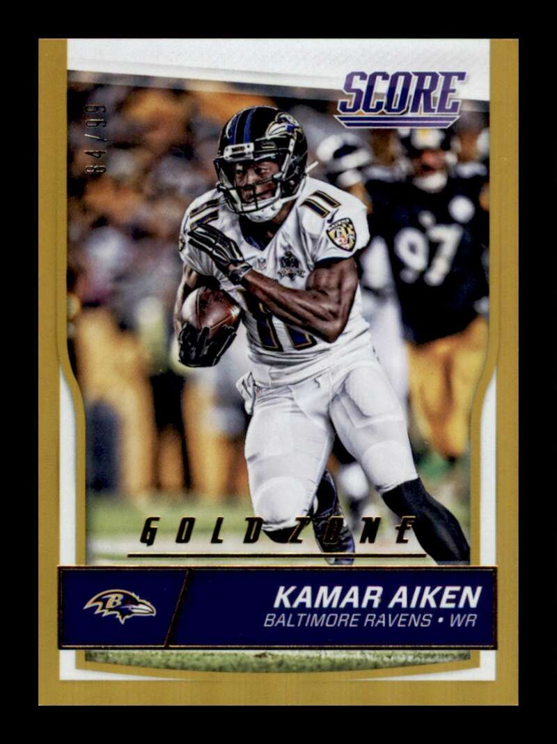 Load image into Gallery viewer, 2016 Score Gold Zone Kamar Aiken #26 Short Print SP /99 Baltimore Ravens Image 1
