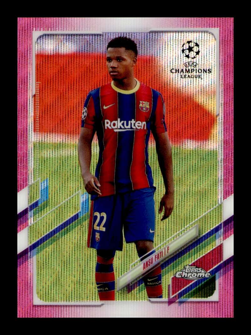 Load image into Gallery viewer, 2021 Topps Chrome UEFA Pink Xfractor Ansu Fati #15 SP FC Barcelona Image 1
