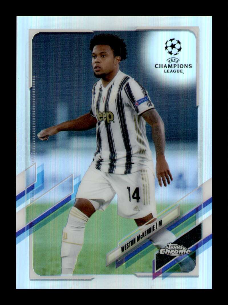 Load image into Gallery viewer, 2021 Topps Chrome UEFA Refractir Weston McKennie #79 SP Juventus Image 1
