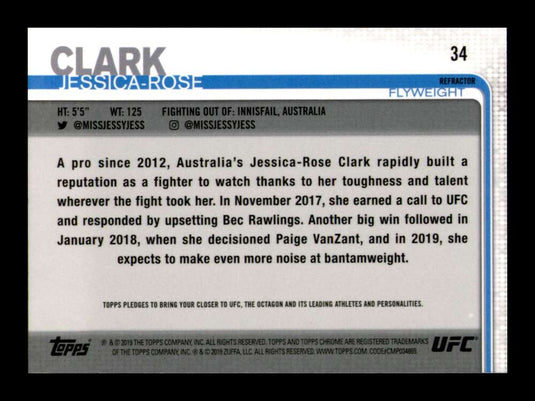 2019 Topps UFC Chrome Refractor Jessica-Rose Clark