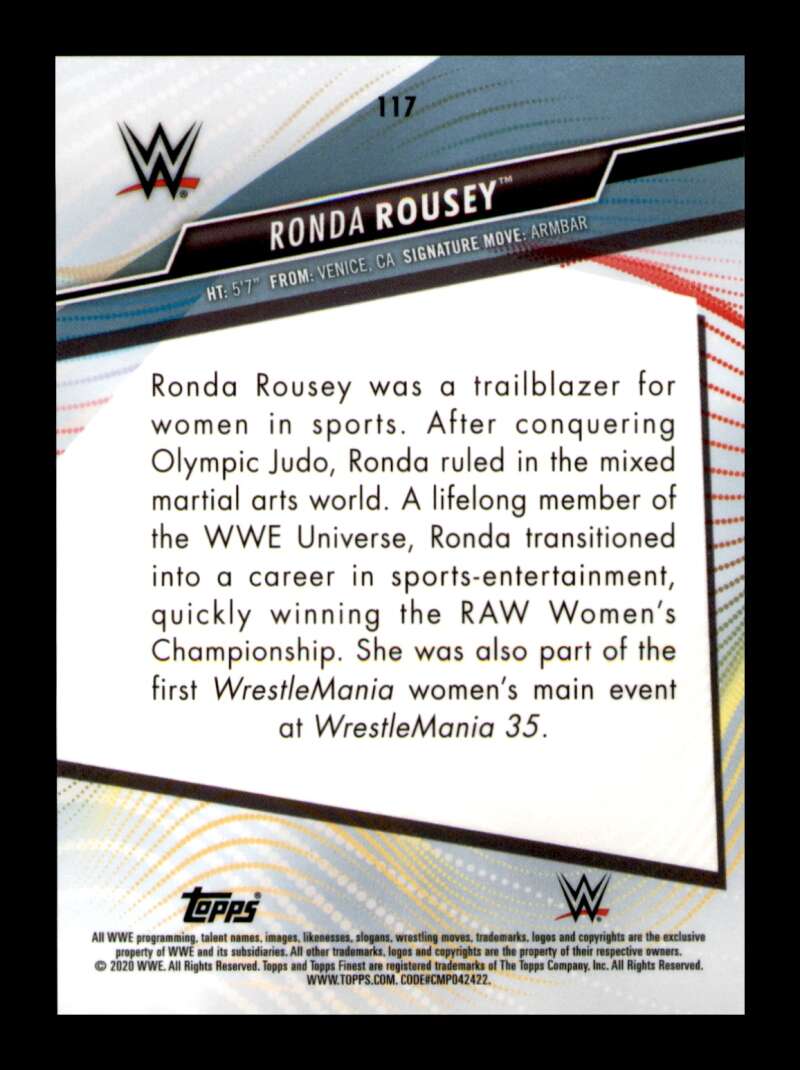 Load image into Gallery viewer, 2020 Topps WWE Finest Ronda Rousey #117 Base Extended SP Image 2
