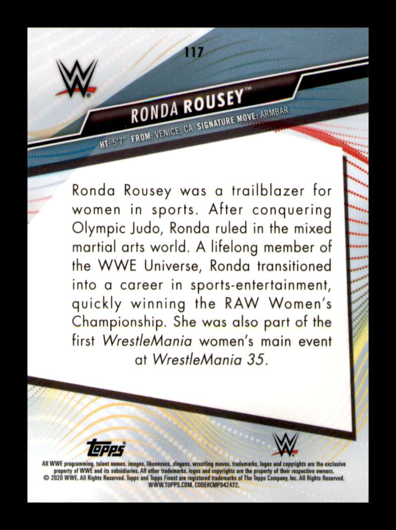 Load image into Gallery viewer, 2020 Topps WWE Finest Ronda Rousey #117 Base Extended Short Print SP Image 2
