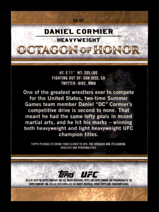 2019 Topps UFC Chrome Ocatgon Of Honor Daniel Cormier