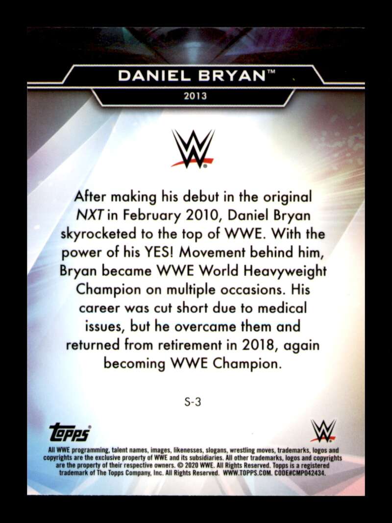 Load image into Gallery viewer, 2020 Topps WWE Finest Daniel Bryan #S-3 Decade&#39;s Finest Superstars Image 2
