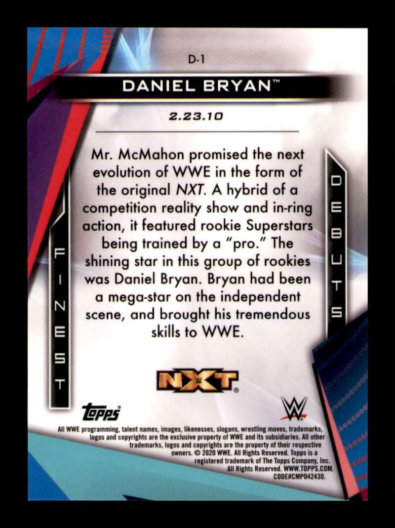Load image into Gallery viewer, 2020 Topps WWE Finest Daniel Bryan #D-1 Finest Debuts Image 2
