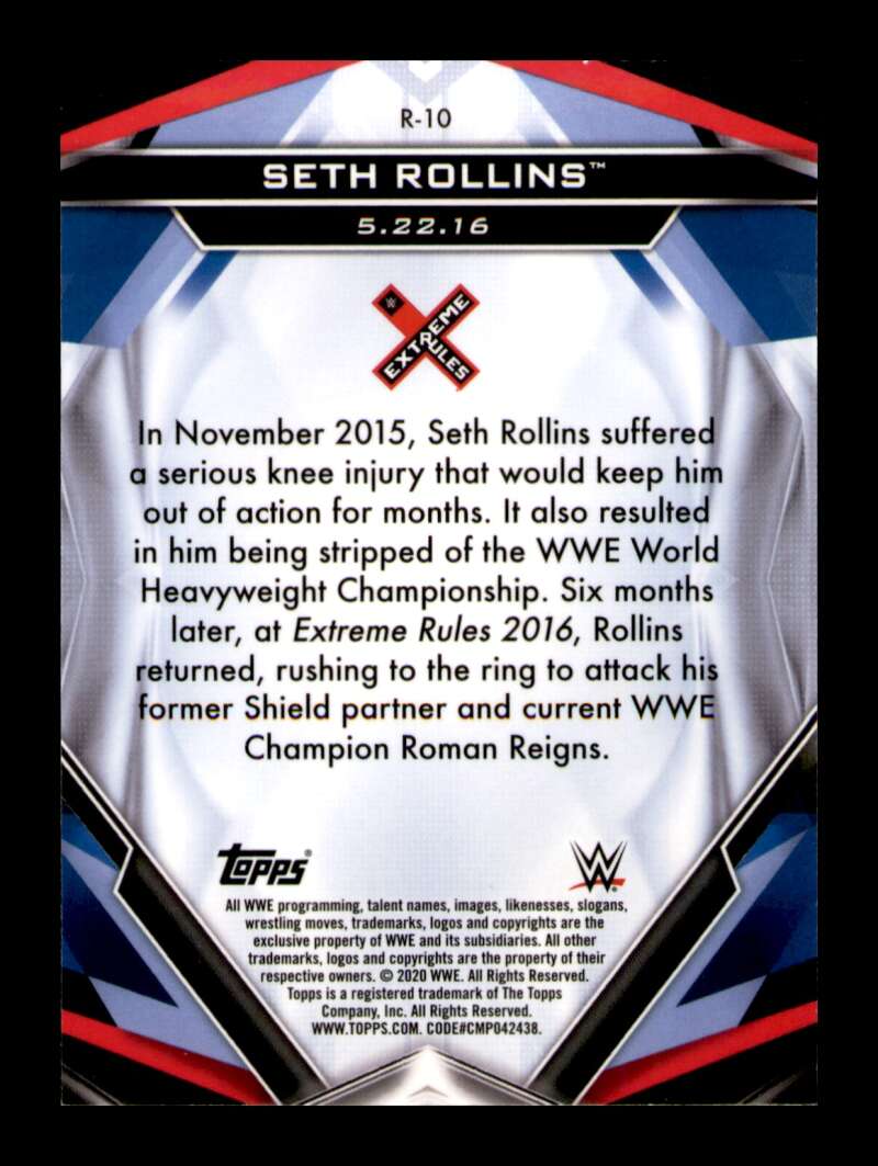Load image into Gallery viewer, 2020 Topps WWE Finest Seth Rollins #R-10 Finest Returns Image 2
