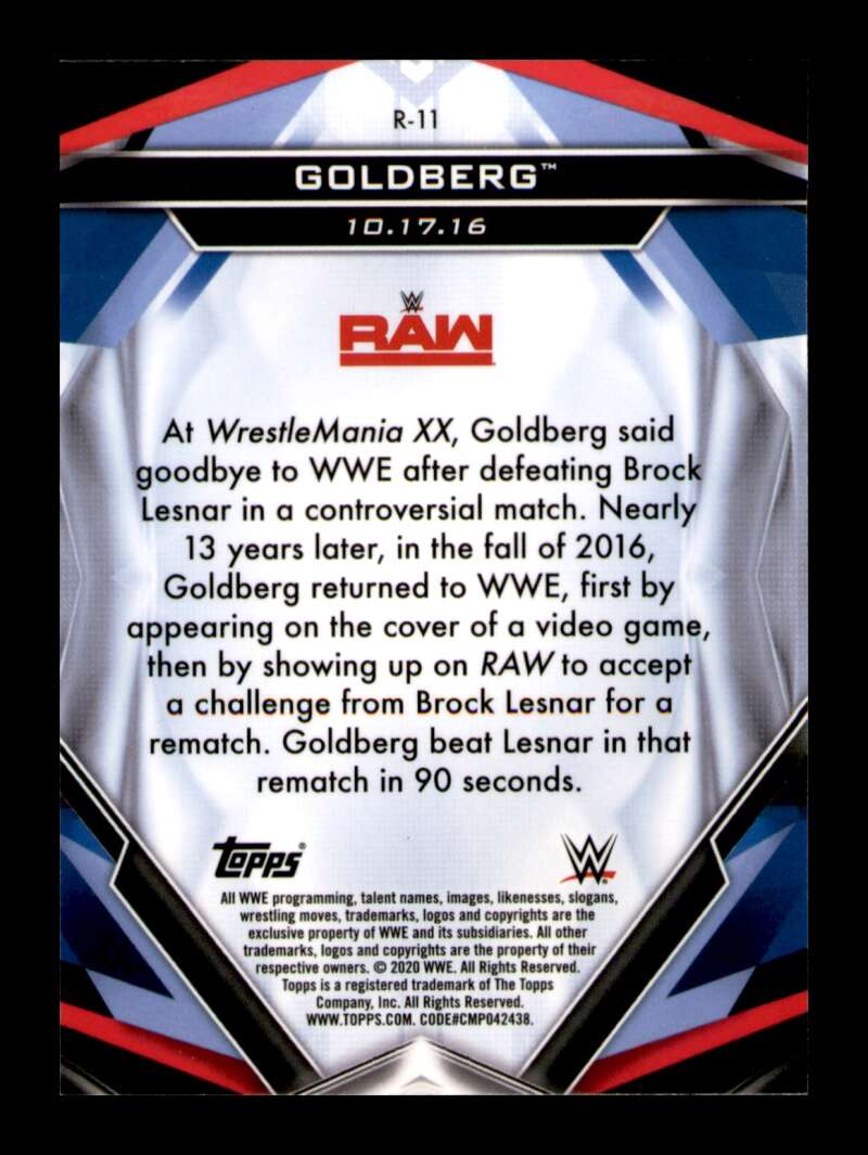 Load image into Gallery viewer, 2020 Topps WWE Finest Goldberg #R-11 Finest Returns Image 2
