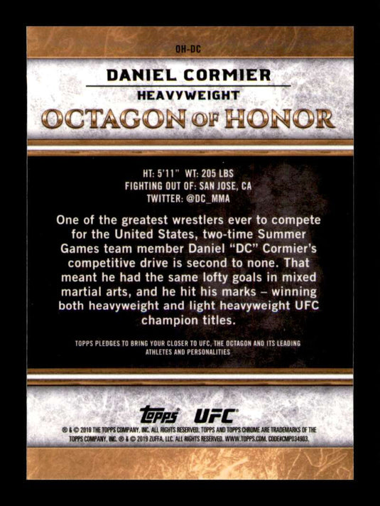 2019 Topps UFC Chrome Ocatgon Of Honor Daniel Cormier 