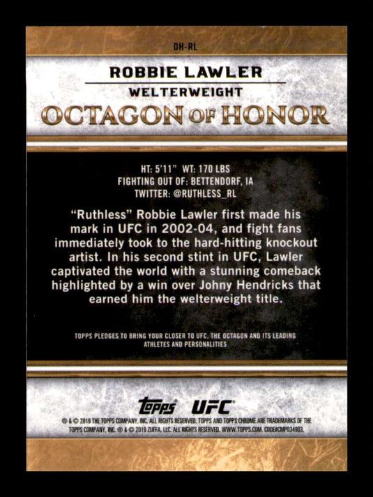 2019 Topps UFC Chrome Ocatgon Of Honor Robbie Lawler 