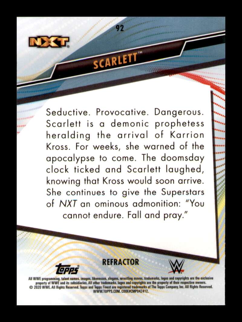 Load image into Gallery viewer, 2020 Topps WWE Finest Refractor Scarlett #92 Rookie RC SP Image 2
