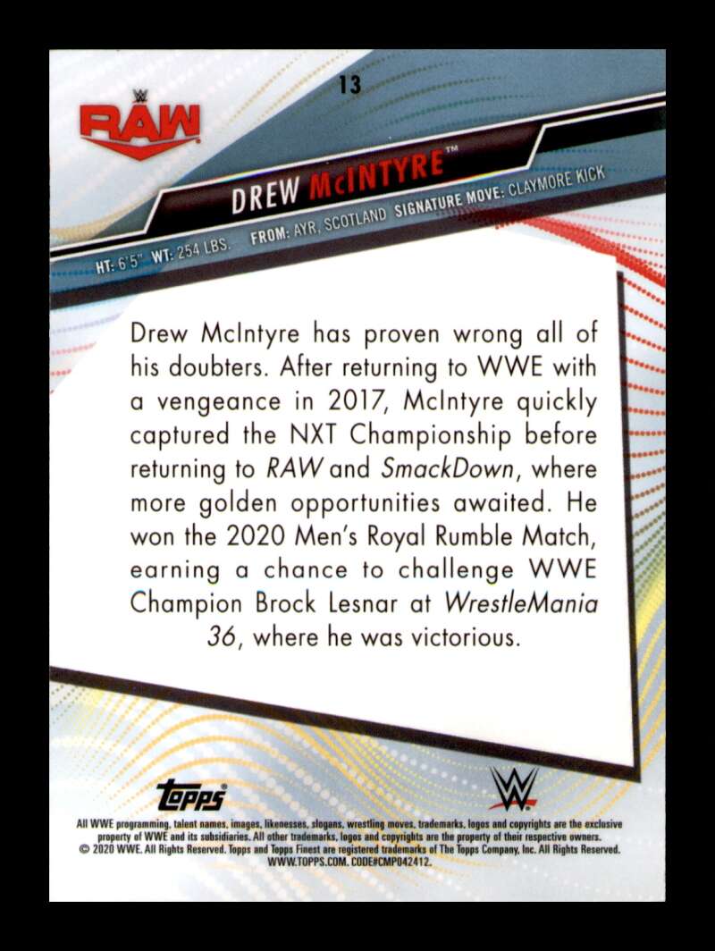 Load image into Gallery viewer, 2020 Topps WWE Finest X-fractor Drew McIntyre #13 Short Print SP Image 2
