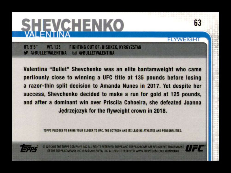 Load image into Gallery viewer, 2019 Topps UFC Chrome Sepia Refractor Valentina Shevchenko #63 Short Print SP Image 2

