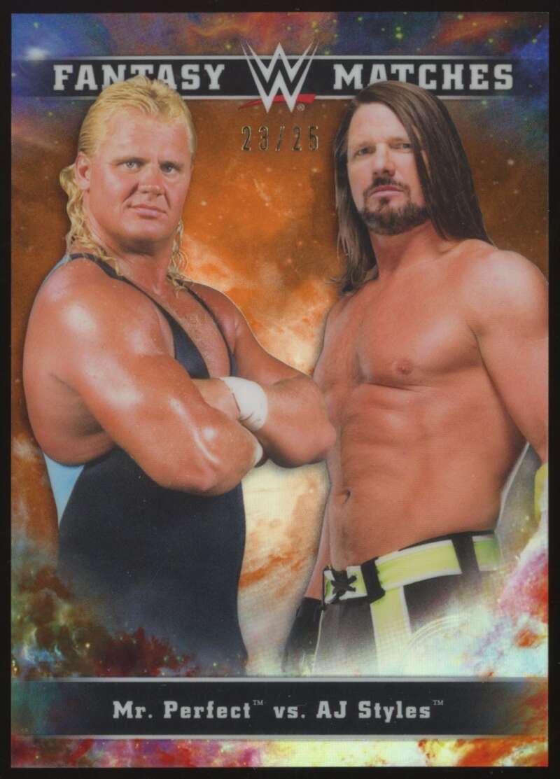 Load image into Gallery viewer, 2020 Topps Finest Fantasy Matches Orange Mr Perfect AJ Styles #FM-4 SP /25 Image 1
