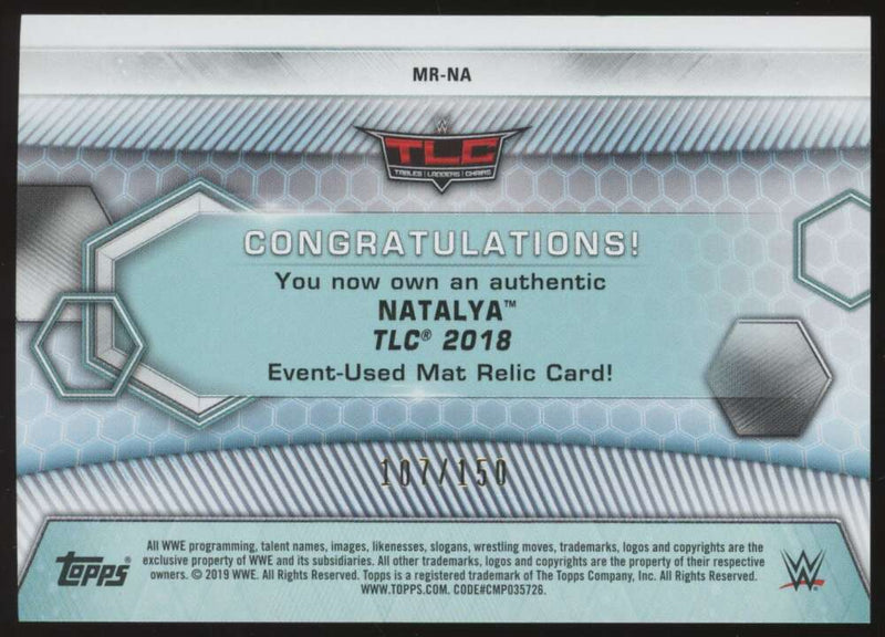 Load image into Gallery viewer, 2019 Topps WWE Woman&#39;s Division TLC Mat Relic Green Natalya #MR-NA SP /150 Image 2
