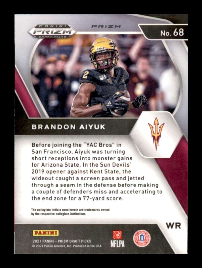 Load image into Gallery viewer, 2021 Panini Prizm Draft Green Prizm Brandon Aiyuk #68 Arizona State Sun Devils Image 2
