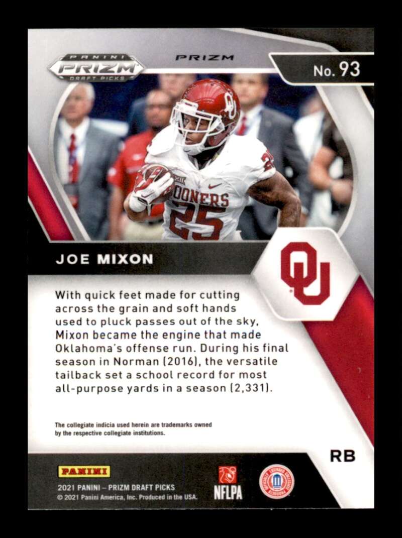 Load image into Gallery viewer, 2021 Panini Prizm Draft Green Prizm Joe Mixon #93 Oklahoma Sooners Image 2
