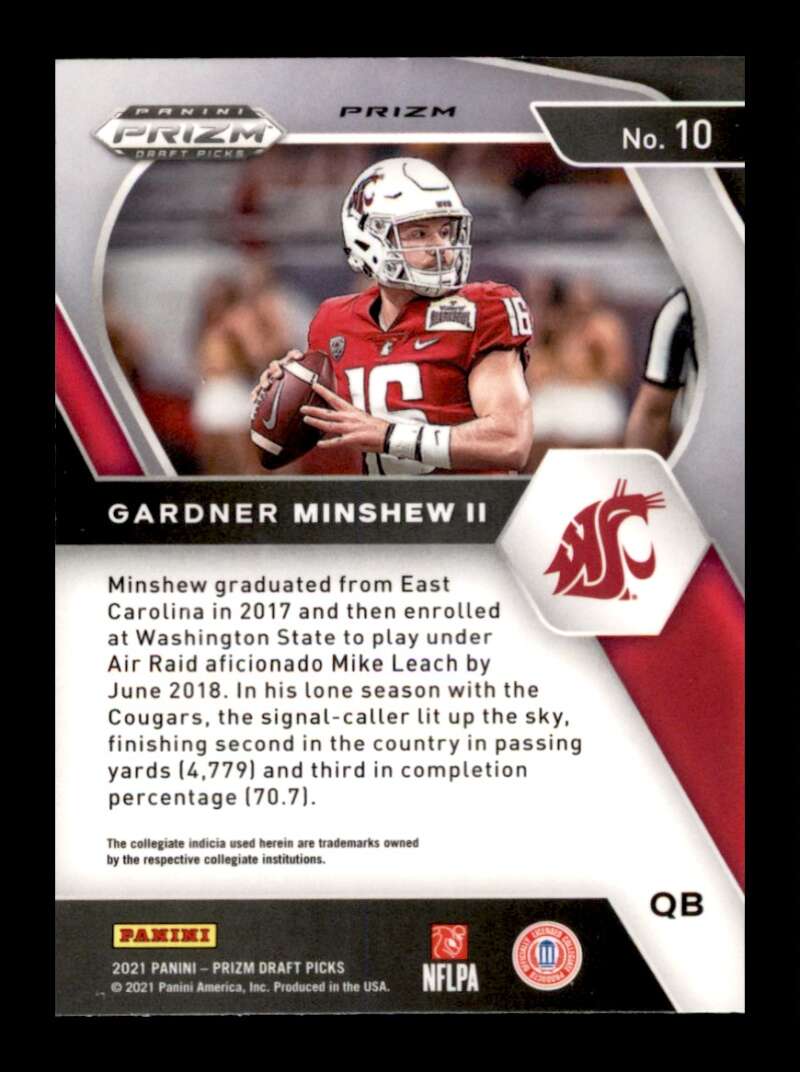 Load image into Gallery viewer, 2021 Panini Prizm Draft Green Prizm Gardner Minshew II #10 Washington State Coug Image 2
