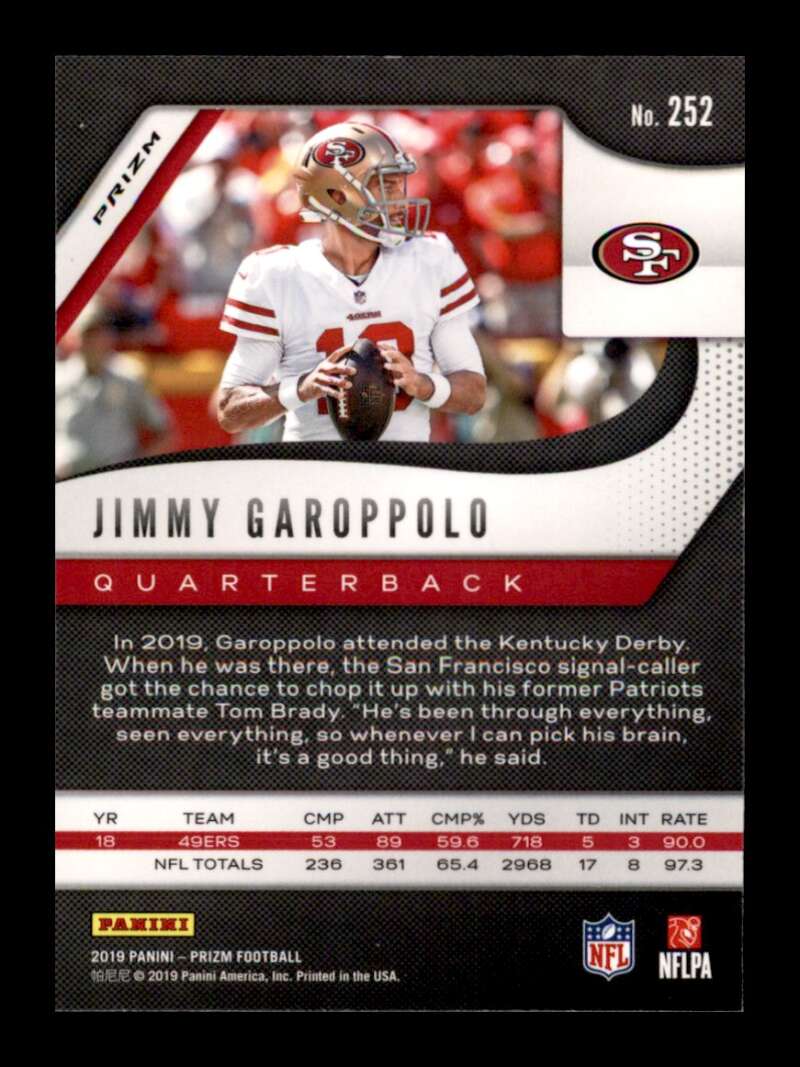 Load image into Gallery viewer, 2019 Panini Prizm Lazer Prizm Jimmy Garoppolo #252 San Francisco 49ers Image 2
